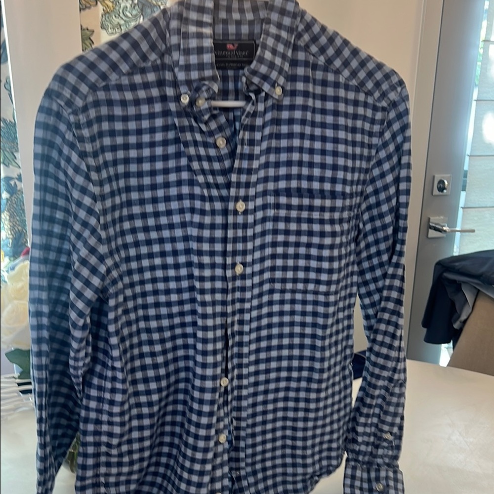 Vineyard Vines Navy & Light Blue Plaid Classic Fit Murray Shirt